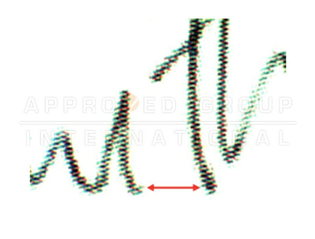 The above picture shows strokes of signature A on exhibit E3 made as separate strokes.