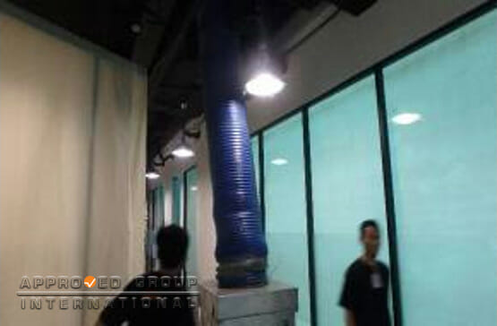 Robotic internal air duct system decontamination at main office area
