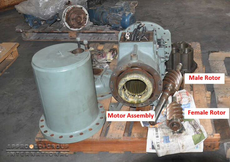 Figure 1: Allegedly damaged components of the screw compressor