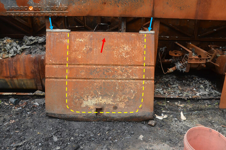 Photograph 4: View of the door panel for the battery compartment of the Bus