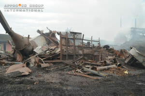 Figure 2: During the Team's visit, the remains of the silo were gathered at an open area.